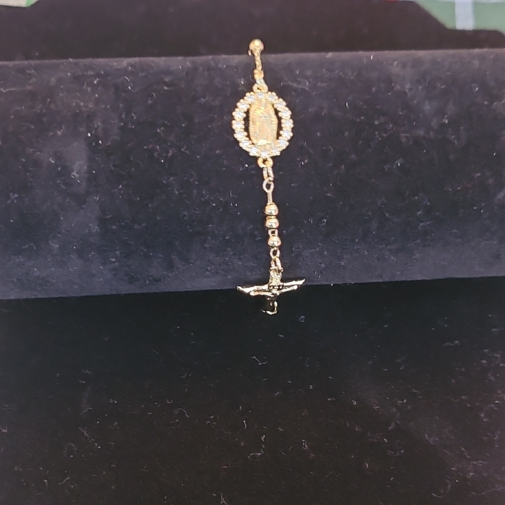 Pretty Bird 18k Plated Gold Rosary Bracelet With Pava Stones.